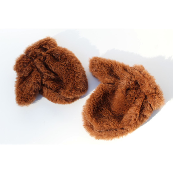 Plush Faux Fur Mittens for Babies Toddlers Unlined Elastic Wrist One Size - Picture 1 of 6